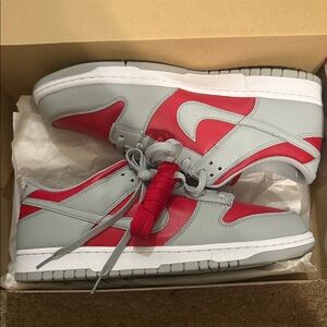 Nike Red and White Dunk Low Box